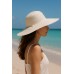 Wide Brim Braded Paper Straw Hat w/ Frill - White - HT-ST255WT